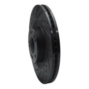 Genesis G80 Brake Rotor (1) - Front Left - R1 Concepts - Drilled & Slotted - Black - `11-`17